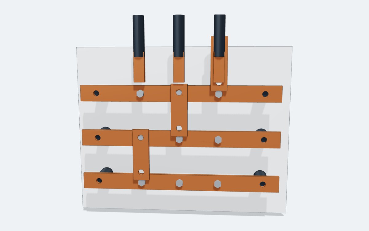 Copper busbar assembly on insulators with bolted risers